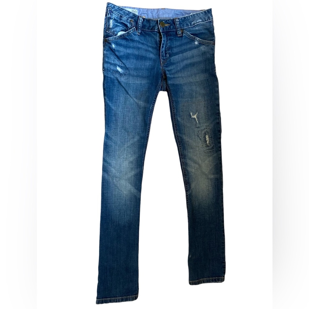 Gap Distressed Patchwork Low Rise Straight Leg Bl… - image 1
